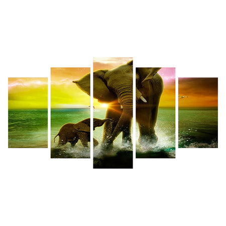Tableau de Décoration avec Éléphant Animaux Quintyque Multicolore