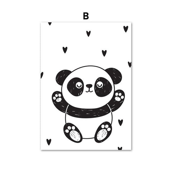 Tableau de Décoration Bébé Panda B Loisirs Chambre Portrait Noir et Blanc