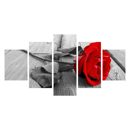 Tableau de Décoration Rose Rouge Fleur Nature Quintyque Rouge et Noir