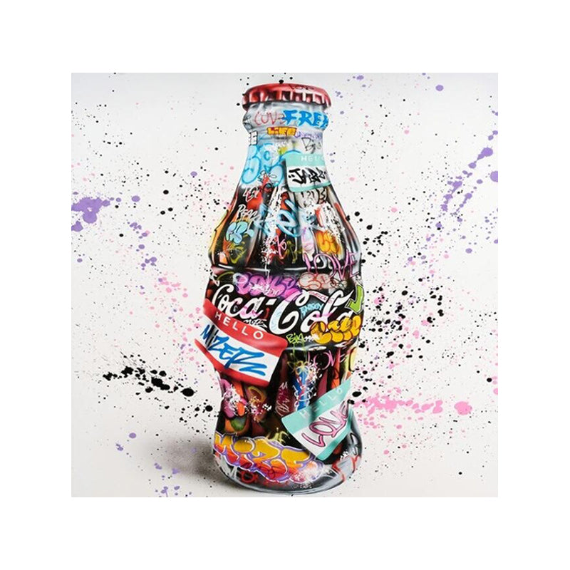 Tableau de Décoration Coca Cola Style Street Art Portrait Carré Multicolore