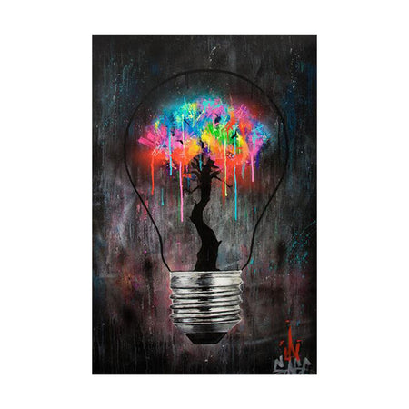 Tableau de Décoration Couleur Ampoule Style Street Art Portrait Multicolore