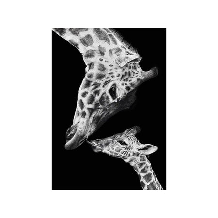 Tableau de Décoration de Girafe en Noir et Blanc Animaux Portrait