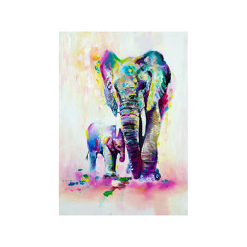 Tableau de Décoration Éléphants Colorés Animaux Portrait Multicolore