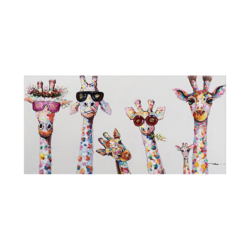 Tableau de Décoration Girafe Rigolote Animaux Panoramique Format Paysage Multicolore