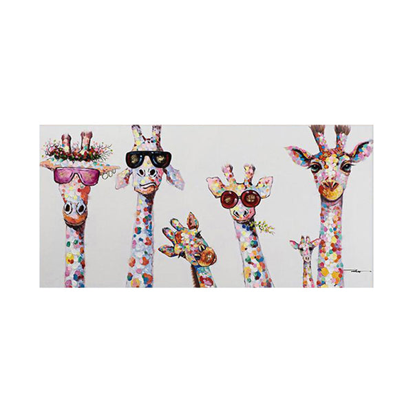 Tableau de Décoration Girafe Rigolote Animaux Panoramique Format Paysage Multicolore