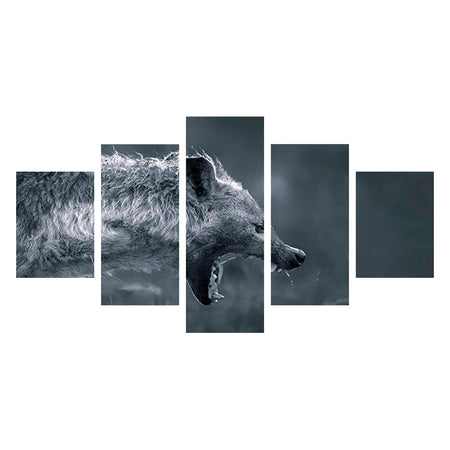 Tableau de Décoration Hyène Animaux Loisirs Tête de Mort Quintyque Noir et Blanc