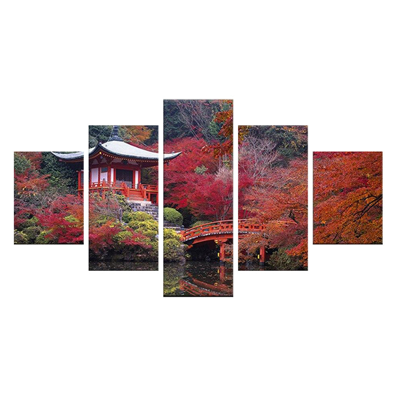 Tableau de Décoration Jardin Japonais Monde Asiatique Quintyque Rouge