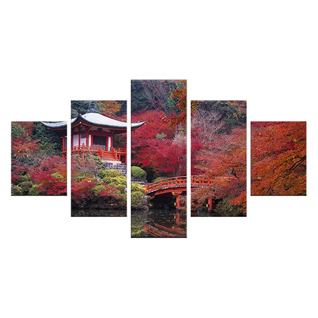 Tableau de Décoration Jardin Japonais Monde Asiatique Quintyque Rouge