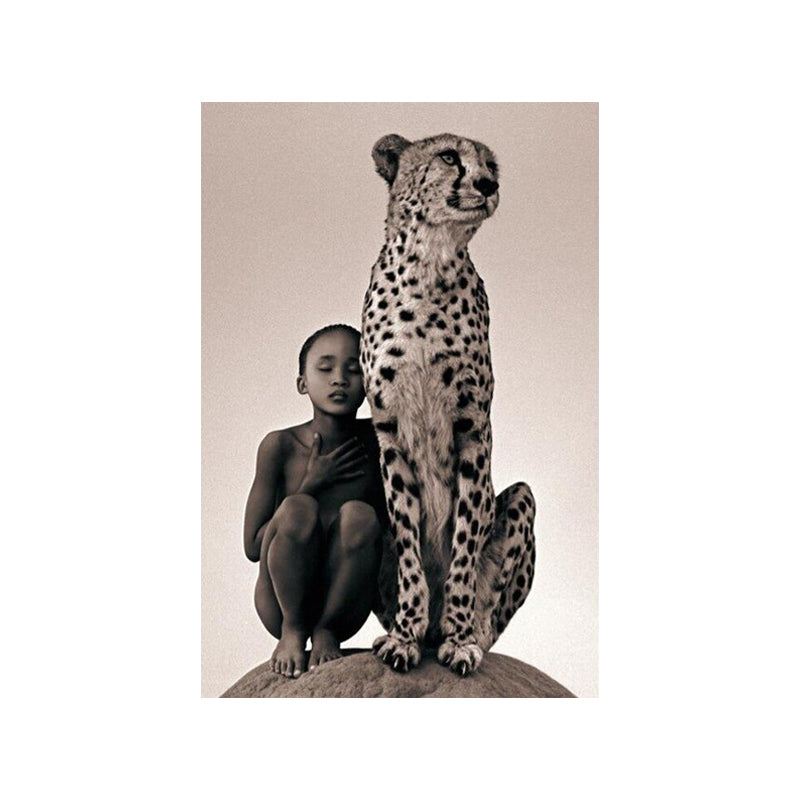 Tableau de Décoration Léopard Noir et Blanc Animaux Tigre Portrait