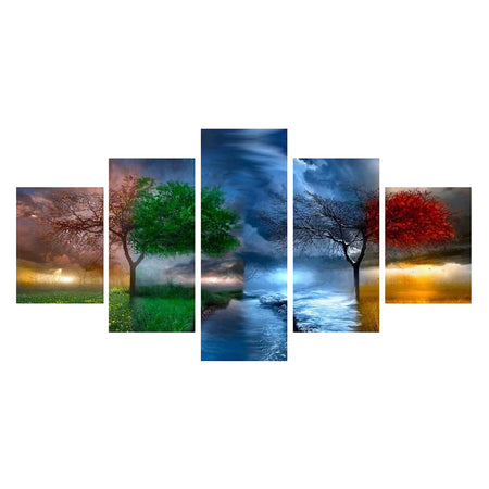 Tableau de Décoration Les Quatre Saison Nature Paysage Quintyque Multcolore