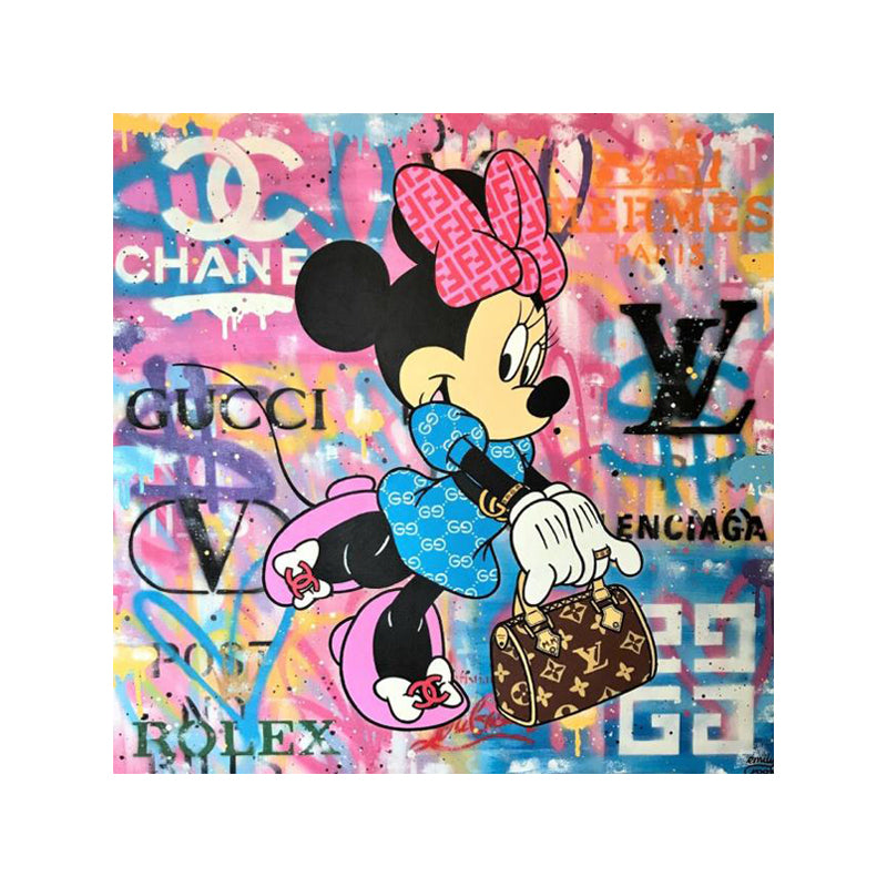 Tableau Street Art , Minnie et son sac de luxe