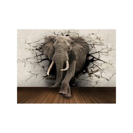 Tableau de Décoration Mural Éléphant Animaux Format Paysage Gris