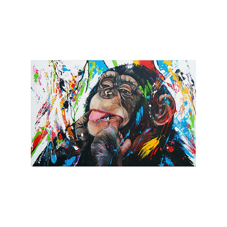 Tableau de Décoration Street Art Monkey Animaux Singe Format Paysage Multicolore