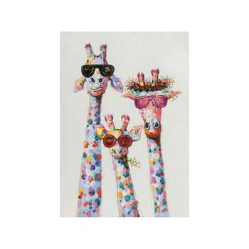 Tableau de Décoration 3 Girafes Animaux Portrait Multicolore