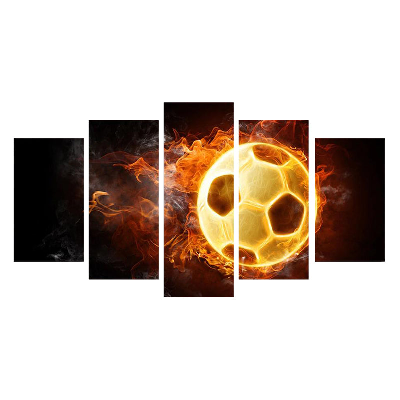 Tableau de Décoration Ballon en Foot en Feu Loisirs Sport Football Quintyque Orange