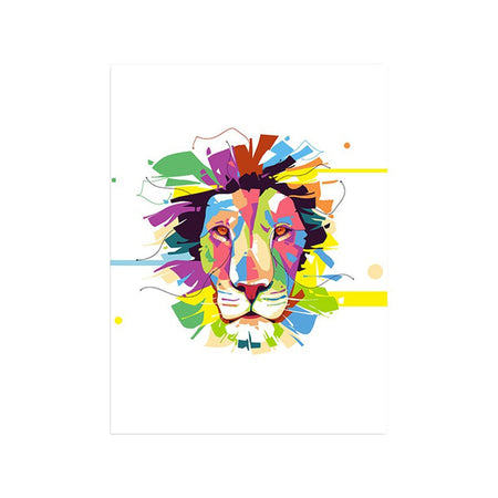 Tableau de Décoration Animaux Multicolores Lion Style Nordique Portrait
