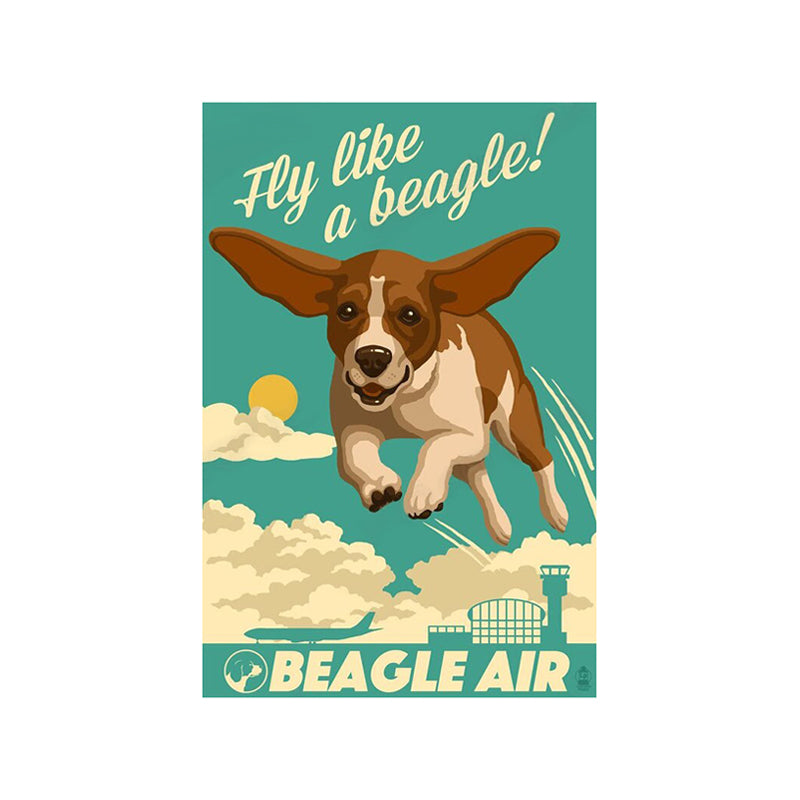 Tableau de Décoration Beagle Animaux Chien Portrait Bleu Marron
