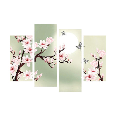 Tableau de Décoration Cerisier Monde Asiatique Quadriptyque Multicolore