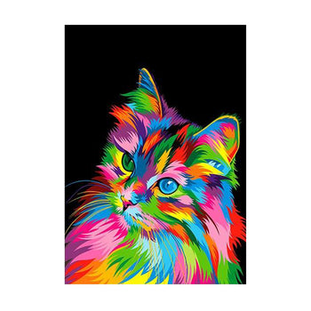 Tableau de Décoration Chat Pop Art Animaux Portrait Multicolore