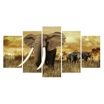 Tableau de Décoration  Éléphants d'Afrique Troupe Animaux Quintyque Marron