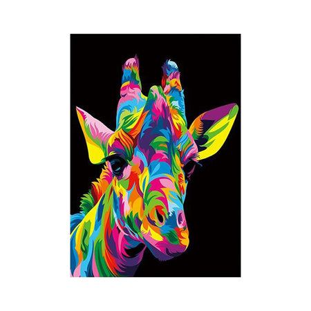 Tableau de Décoration Girafe Fun Animaux Portrait Multicolore