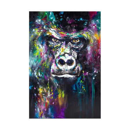 Tableau de Décoration Gorille Couleur Animaux Singe Portrait Multicolore