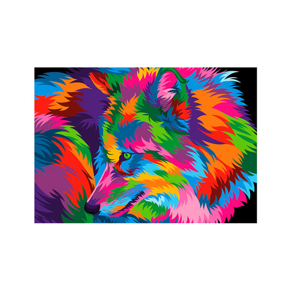 Tableau de Décoration Loup Pop Art Animaux Format Paysage Multicolore