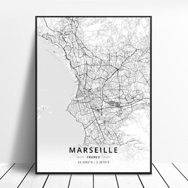 Tableau Marseille Monde Ville Portrait Noir et Blanc