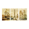Tableau de Décoration  Monuments de Paris Style Vintage Triptyque Marron