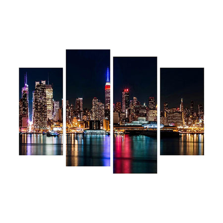 Tableau de Décoration New York Lumineux Monde Américain Quadriptyque Multicolore