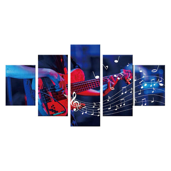 Tableau de Décoration Notes de Guitare Loisirs Musique Quintyque Rouge et Bleu