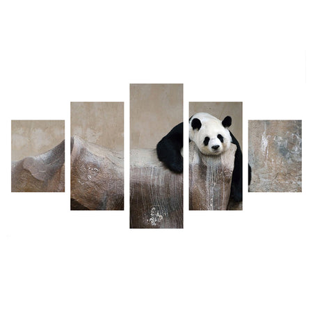 Tableau de Décoration Panda Bébé Animaux Quintyque Marron Noir et Blanc