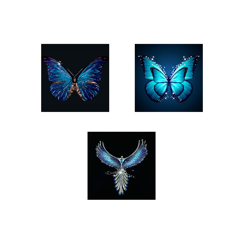 Tableau de Décoration Papillon Bleu Animaux Triptyque
