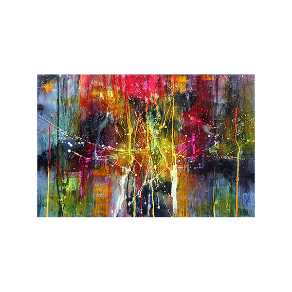 Tableau de Décoration Peinture Abstrait Coloré Style Format Paysage Multicolore