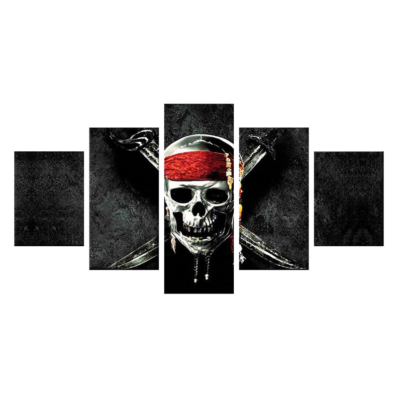 Tableau de Décoration Pirate des Caraïbes Loisirs Tête de Mort Quintyque Rouge et Noir