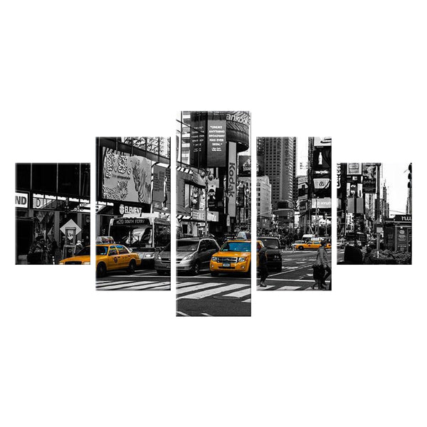 Tableau de Décoration Taxi New York Monde Américain Quintyque Jaune Noir et Blanc
