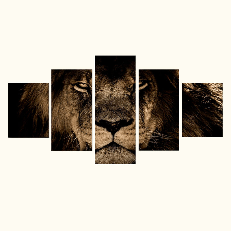 Tableau de Décoration Tête de Lion Animaux Quintyque Marron
