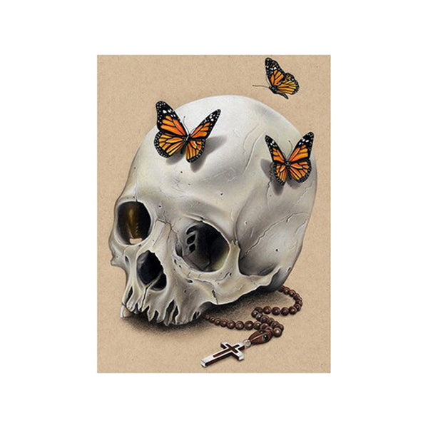 Tableau de Décoration Tête de Mort Papillon A Loisirs Portrait Multicolore