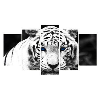 Tableau de Décoration  Tigre en Verre Animaux Quintyque Noir et Blanc