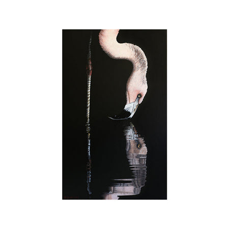 Tableau de Décoration Toile Flamant Rose Animaux Portrait Noir