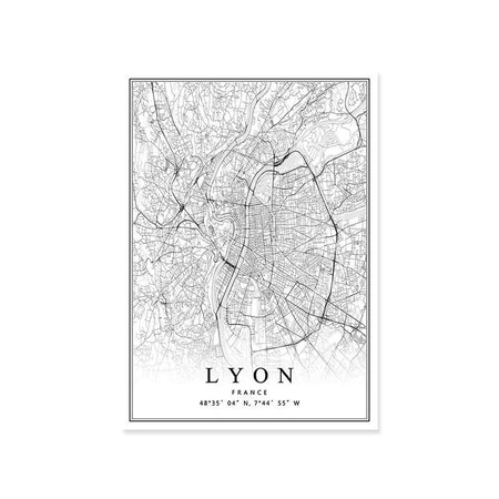 Tableau de Décoration Toulouse Monde Ville Lyon Portrait Noir et Blanc