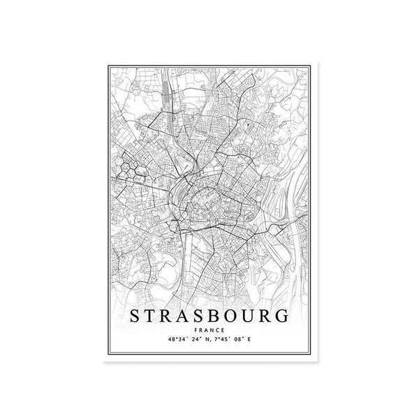 Tableau de Décoration Toulouse Monde Ville Strasbourg Portrait Noir et Blanc