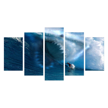 Tableau de Décoration Vague Surfeur Loisirs Sport Quintyque Bleu